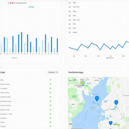 Dashboard showing live local analytics data with maps and graphs