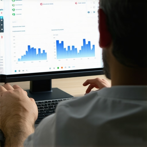 Business owner reviewing review sentiment and keyword analytics on a digital dashboard