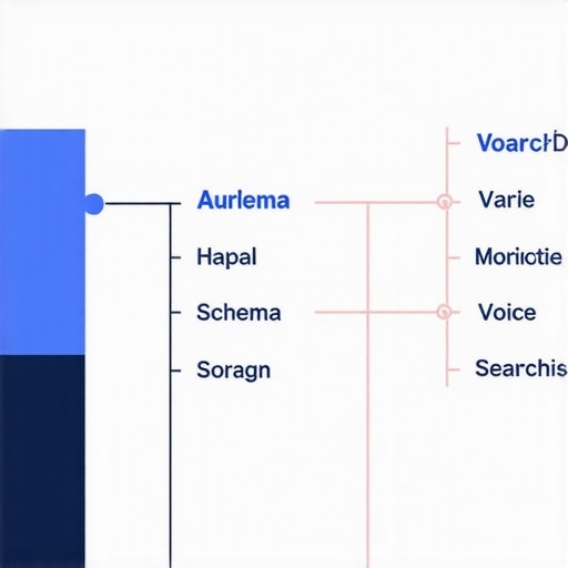 Illustration of layered schema markup enhancing local SEO and voice search visibility