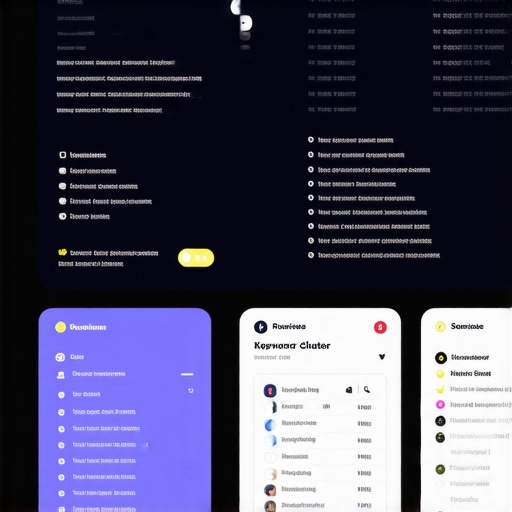 Futuristic interface with semantic review analysis and keyword clusters