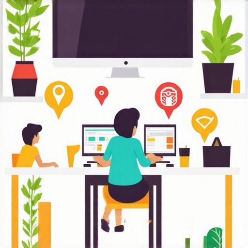 Business team working on local SEO strategies with computers and charts.