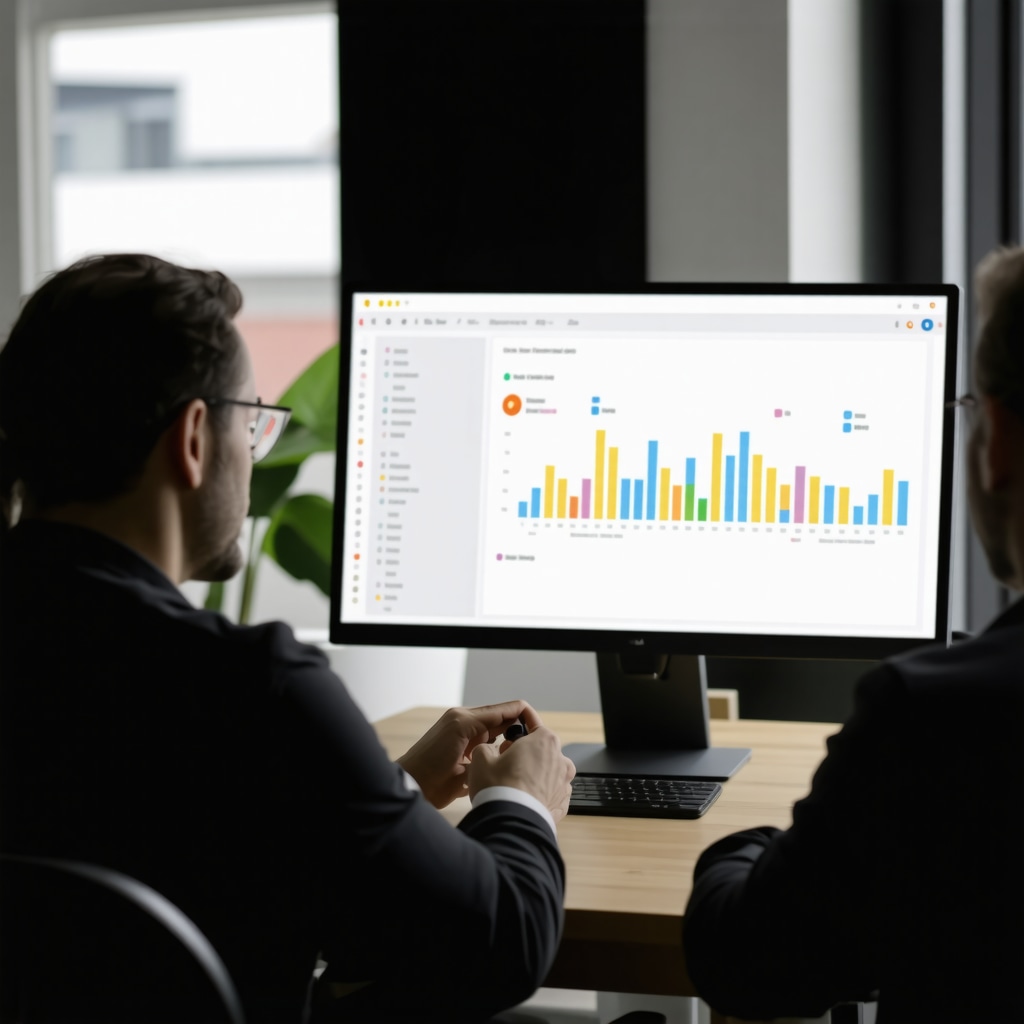 Business team analyzing customer reviews with sentiment analysis software.