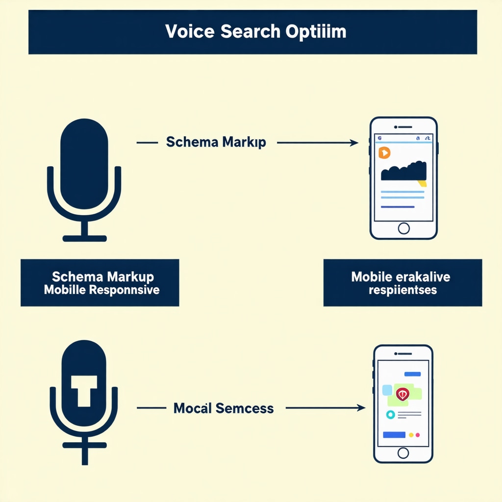 Infographic showing key principles for optimizing Google My Business profiles for voice search and mobile devices.