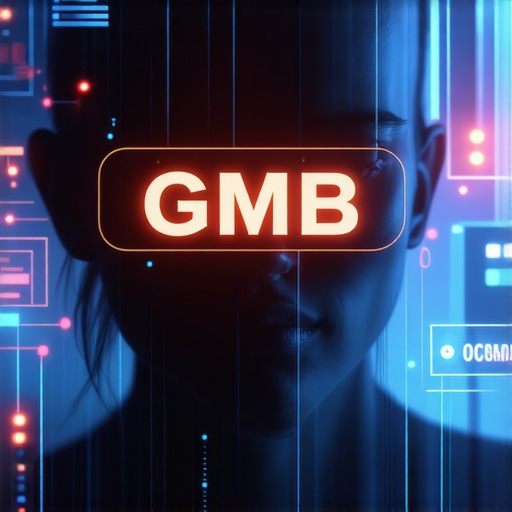 Futuristic digital interface showing AI analysis of Google My Business data