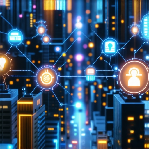 AI-Driven Local SEO Landscape 2025 Futuristic cityscape illustrating interconnected local businesses with AI data streams