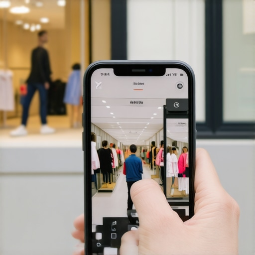 Smartphone screen showing AR features near a local shop