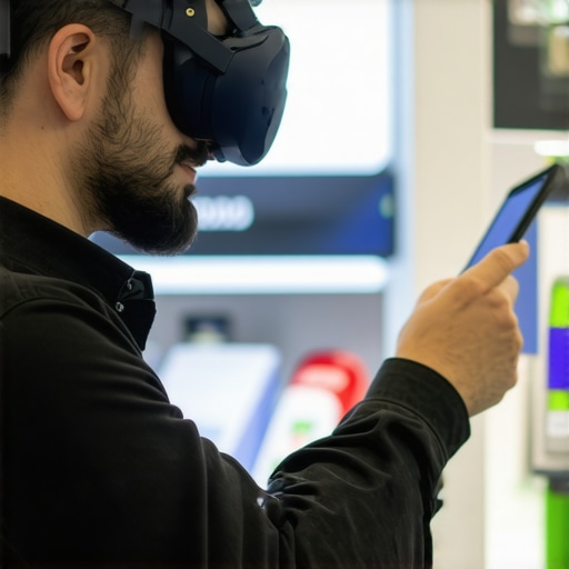 Business owner demonstrating AR experience to customers in store