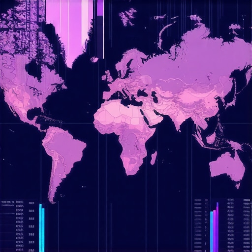 Futuristic dashboard displaying AI analytics, structured data, and geo-fencing map for local SEO