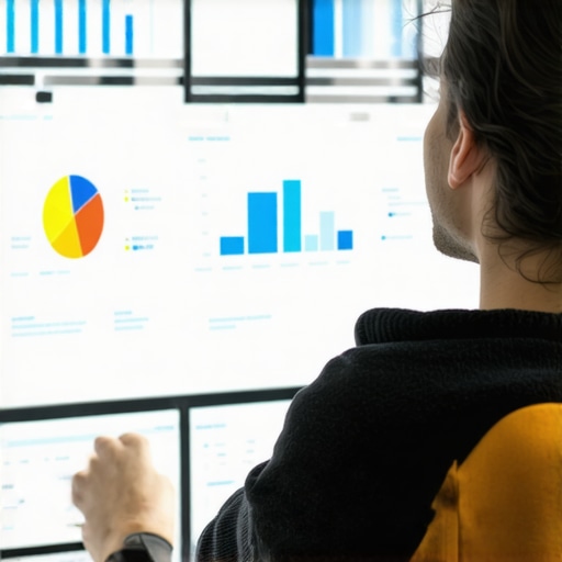 Marketing analyst reviewing local SEO analytics with charts and graphs.