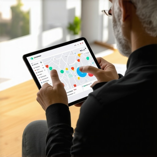 Business owner reviewing local SEO analytics on a tablet
