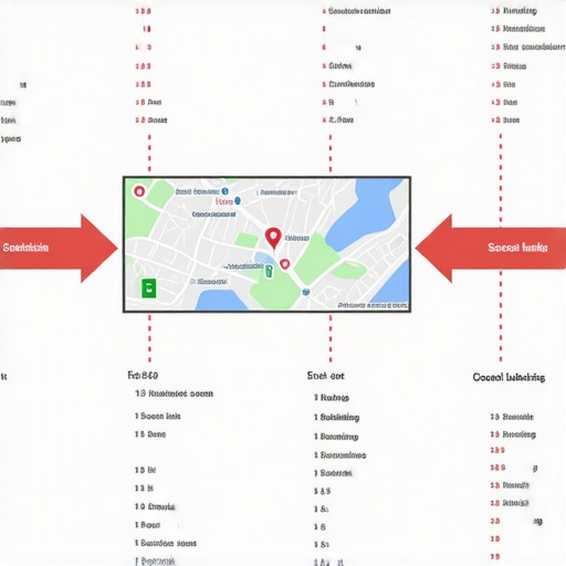 Infographic showing behavioral analytics, schema markup, link building for Google Maps SEO