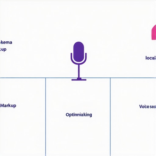 Visual diagram showcasing schema markup, hyperlocal content, voice search, and backlink techniques for local SEO