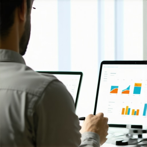 SEO analyst examining local search data on multiple screens