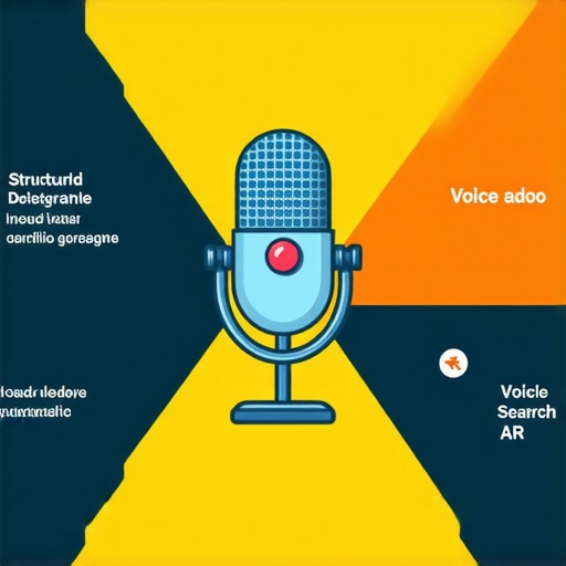 Illustration of AR, structured data, and voice search enhancing local business visibility