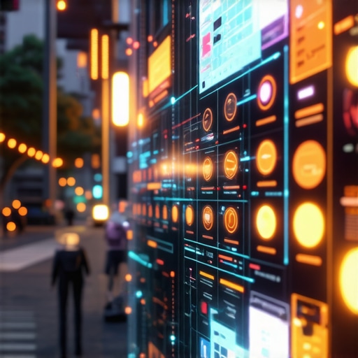 Futuristic local business digital marketing concept with AR, AI analytics, and interactive content visualization.