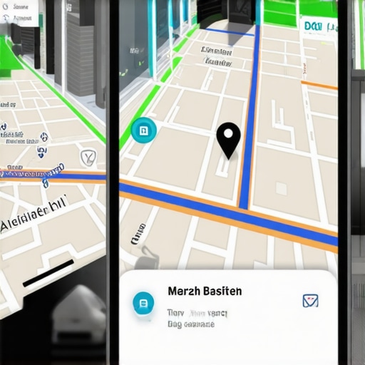 Augmented reality overlay on Google Maps with voice search interface in a digital cityscape