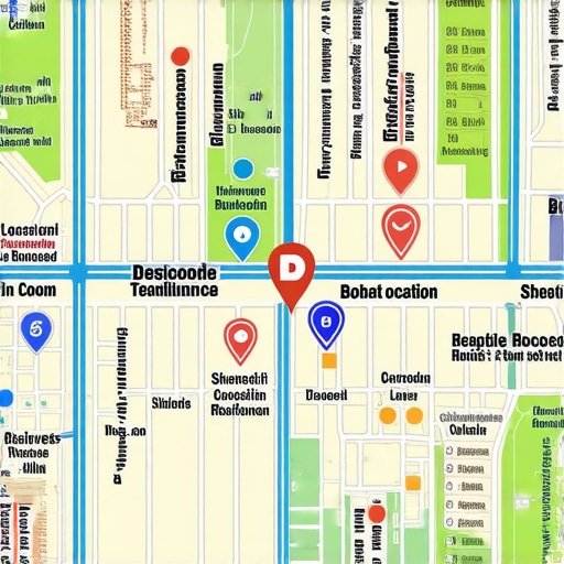 Map showing local business locations and community landmarks for hyperlocal SEO