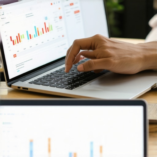 Business owner reviewing local SEO analytics on a laptop.