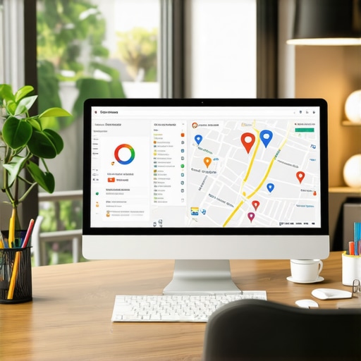 Local SEO Analytics and Google Maps Optimization Person analyzing local SEO data on a computer with Google Maps