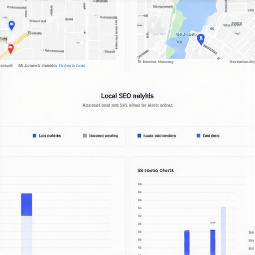 Professional dashboard displaying local SEO analytics with maps and data charts