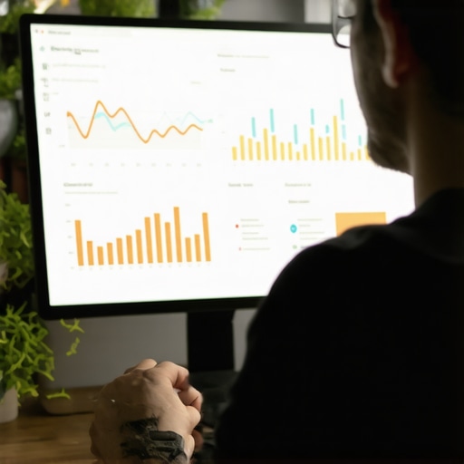 Marketing professional analyzing local SEO data and keywords on a computer