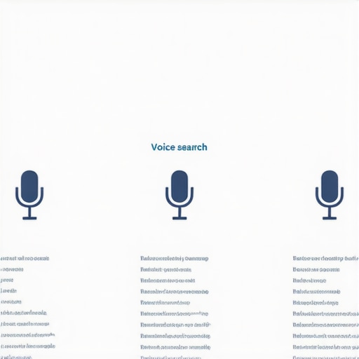 Diagram showing voice search queries, schema markup, and local business ranking elements.