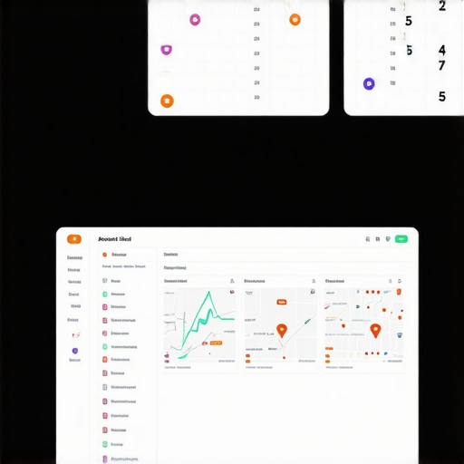 AI-powered Local SEO Analysis Dashboard Detailed dashboard displaying maps, keyword analytics, and local search data for GMB optimization