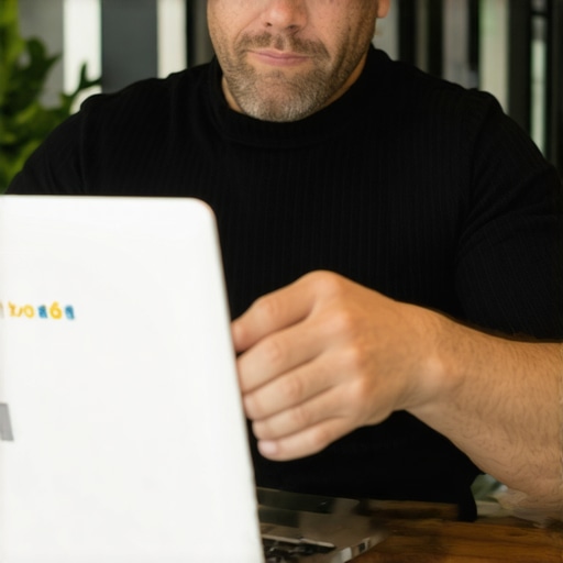 Business owner engaging with GMB reviews Business owner replying to reviews on laptop, representing GMB engagement