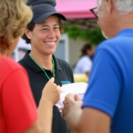 Business owner participating in local neighborhood event, fostering community ties.