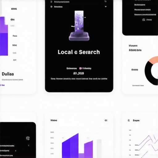 Business analytics dashboard displaying local search optimization data with AI insights.