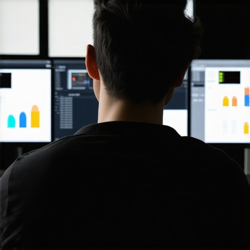 Digital marketing professional reviewing voice search and local SEO performance metrics on computer screens.