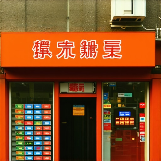 Local business storefront with engaging signage and bustling street scene