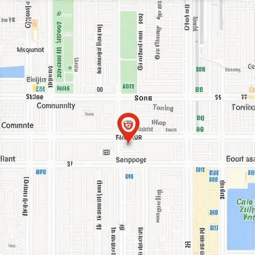 Local businesses participating in community events with map markers indicating targeted neighborhoods.