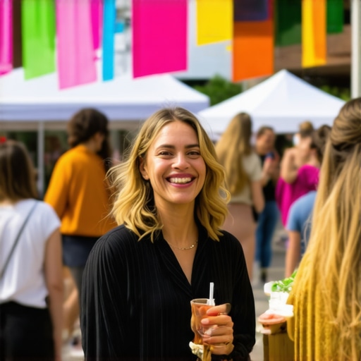 Business owner supporting neighborhood event with community members