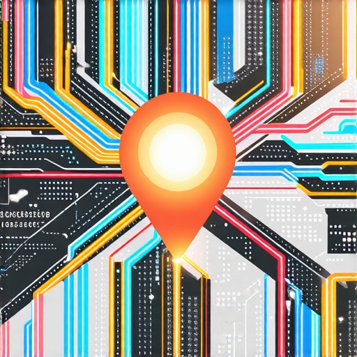 Futuristic city with digital map overlays and AI symbols illustrating advanced SEO data analytics.