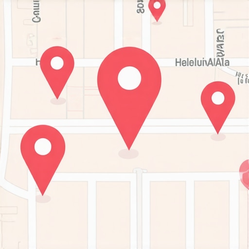 Illustration of geo-fenced areas around a business with icons showing customer engagement