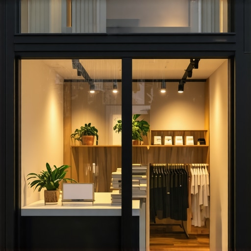 A 360-degree panoramic view of a trendy small business storefront highlighting innovative GMB content