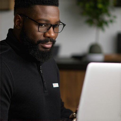 Optimizing GMB Profile for Local SEO Business owner updating their Google My Business profile on a laptop, symbolizing local SEO optimization.