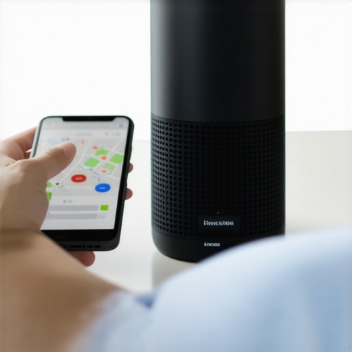 Person using voice assistant to find nearby services.