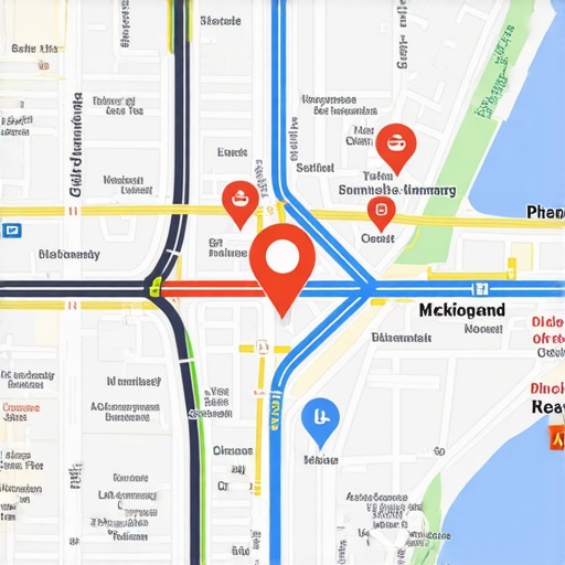 A digital map with hotspots and AI analytics overlays for local businesses.