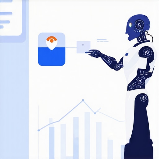 Illustration showing artificial intelligence analyzing local search data to improve Google My Business ranking.