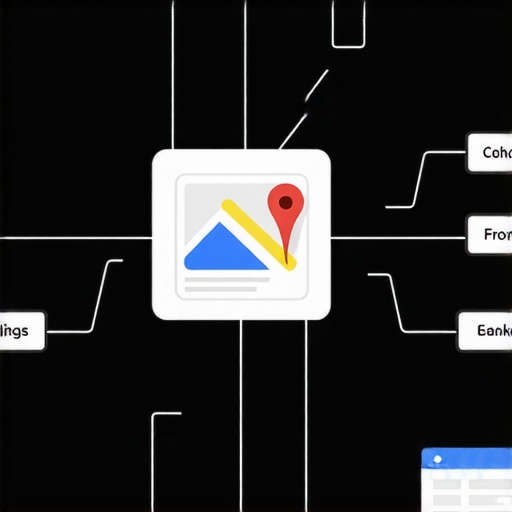 Diagram illustrating how local signals, schema, and AI content enhance Google My Business rankings.