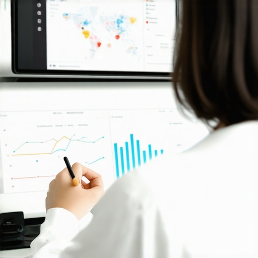 Analyzing Local SEO Data for Google Maps Optimization Business owner reviewing local SEO metrics on a digital analytics dashboard.
