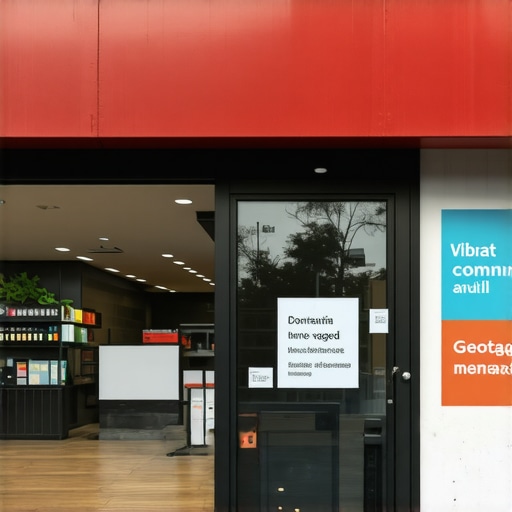 Street view of a local shop with visible geotagging elements and community ambiance.