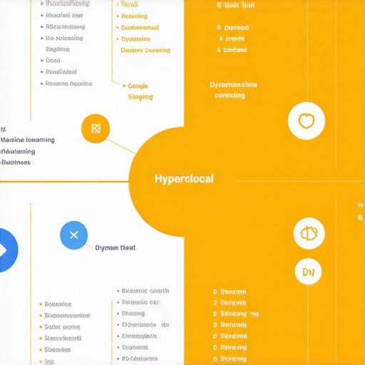 Infographic illustrating the integration of hyperlocal data, machine learning, and dynamic content in GMB optimization.