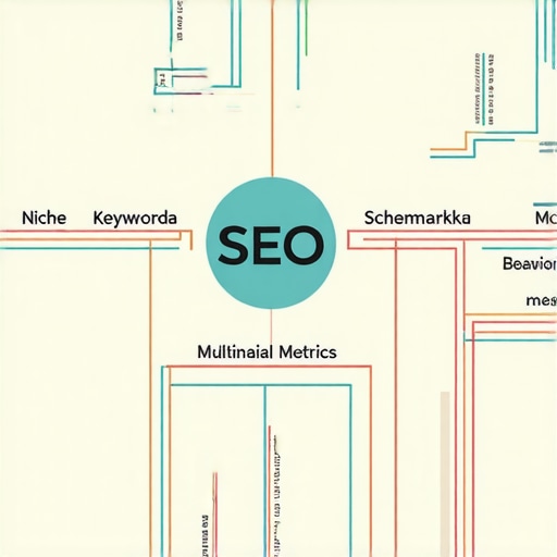 Diagram illustrating the connection between niche keywords, schema markup, multimedia engagement, and user behavior influencing local search rankings.