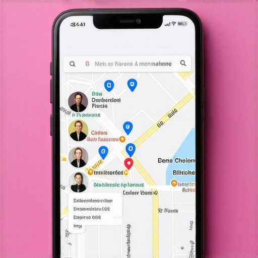 Smartphone showing local business profiles during spontaneous search