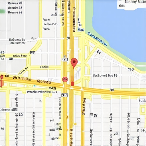 Illustration of schema markup code overlaid on a map highlighting local business information, emphasizing structured data's role in SEO.