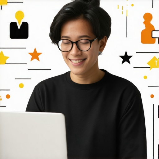 Business owner using AI tools to manage customer reviews for local SEO.