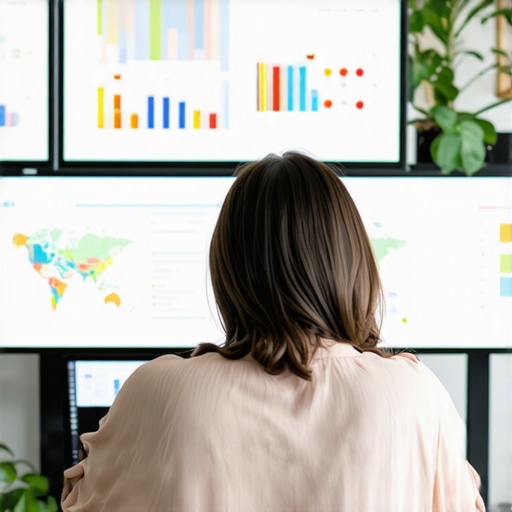 Digital marketing professional reviewing local SEO analytics on computer screens.